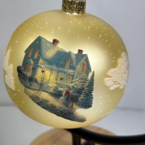 Thomas Kinkade "Blessings Of Christmas" Glass Hand-Painted Ornament Collectible - Picture 2 of 8